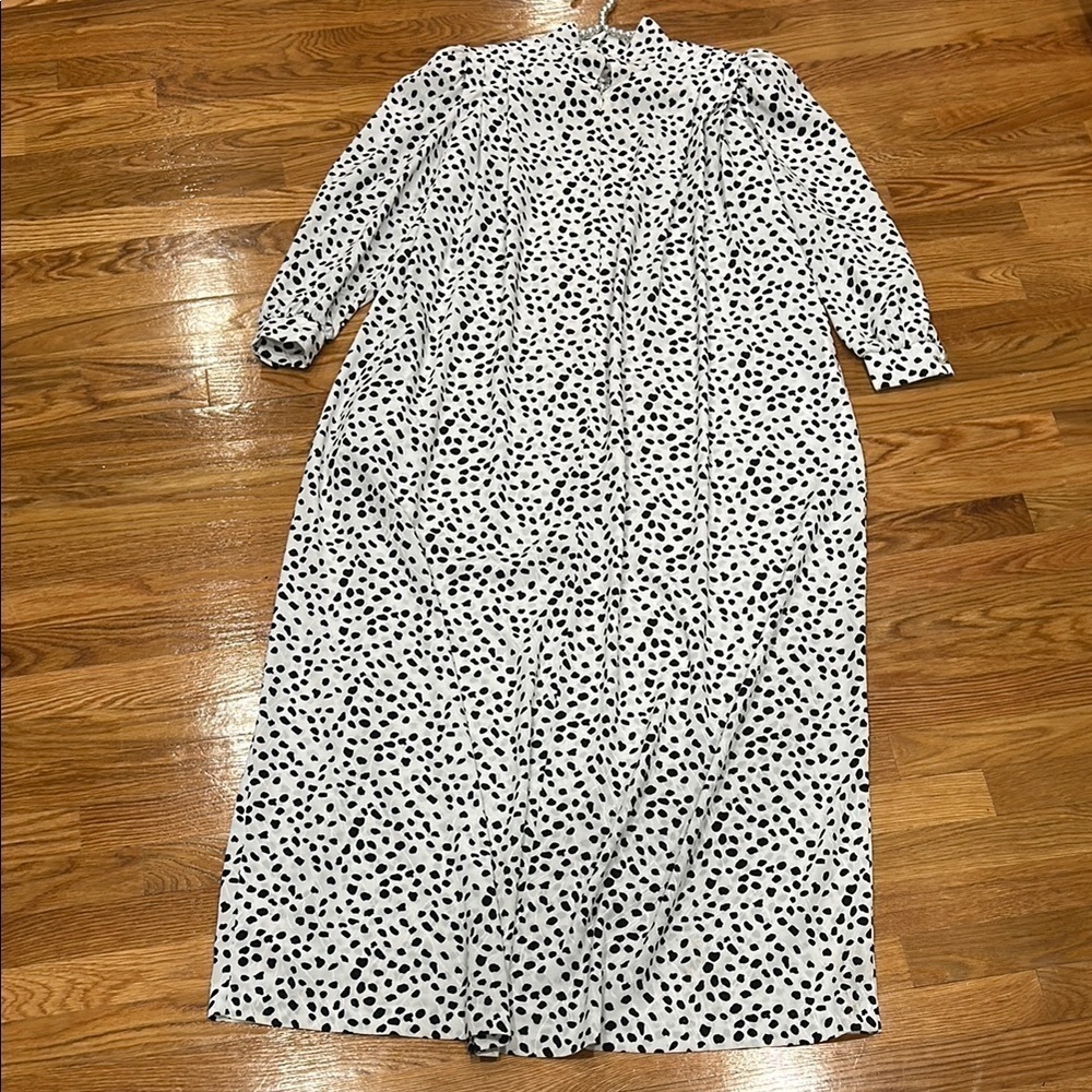 Vintage 80s Saks Fifth Avenue mumu dress Black and White Polka Dot Dress small
